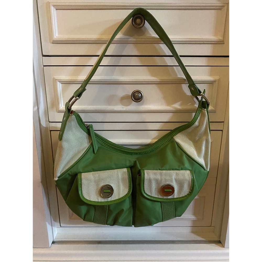 Tommy Hilfiger Green and Cream Hobo Bag